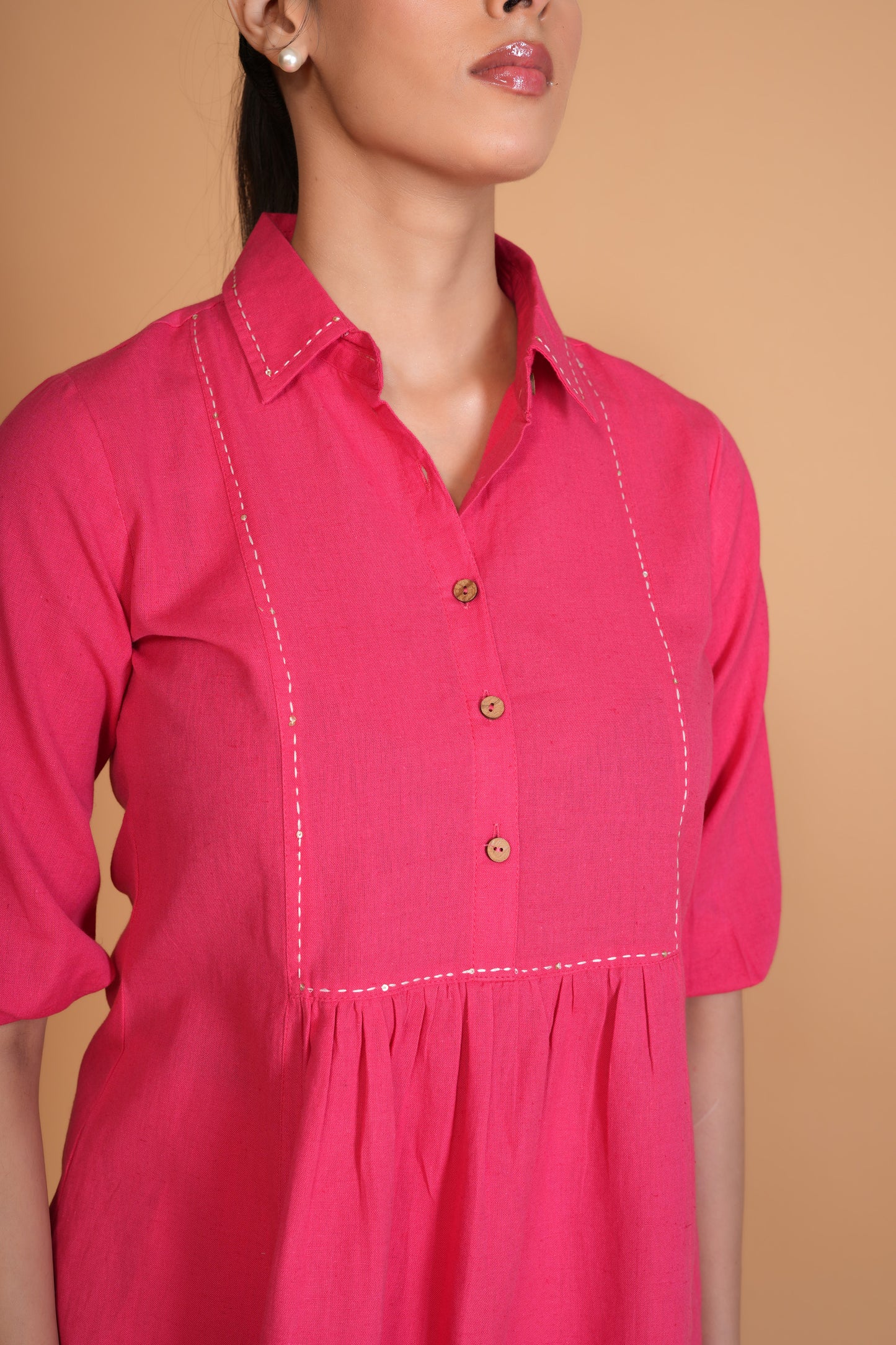 Hot Pink Flex Cotton A-Line Top