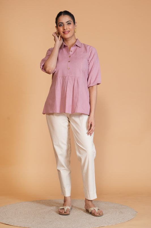 Lavender Flex Cotton A-Line Top