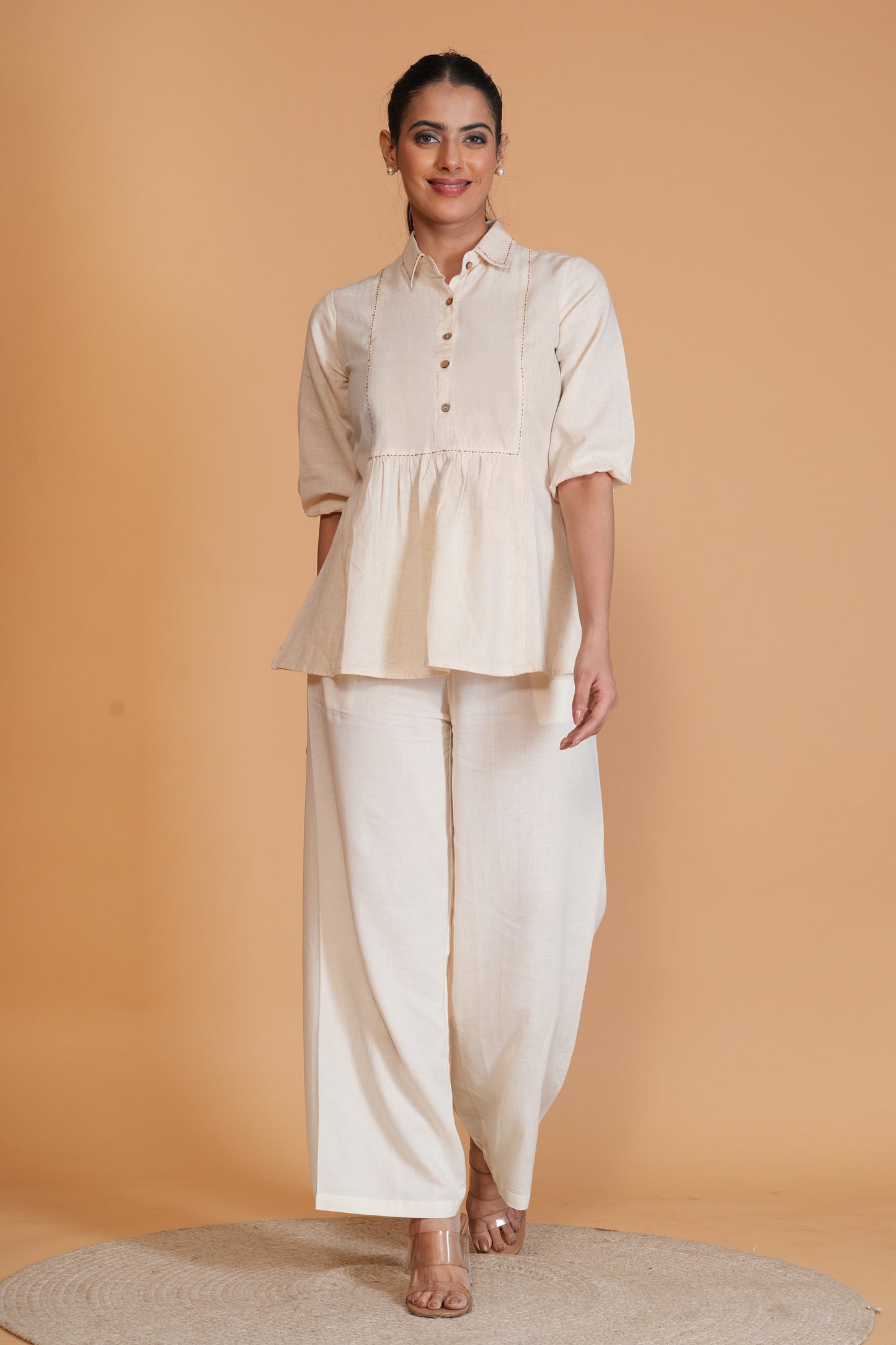 Cream Natural Flex Cotton A-Line Top