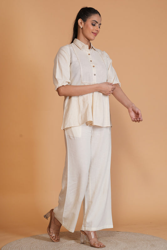 Cream Natural Flex Cotton A-Line Top