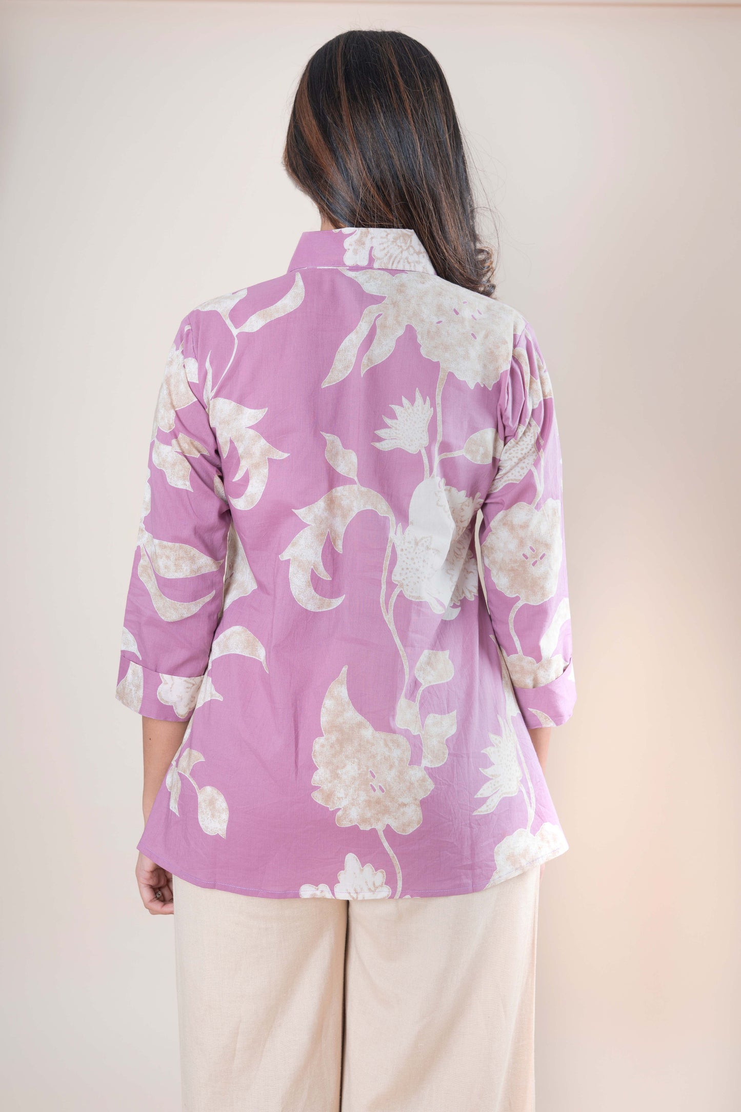 Lavender Floral Printed Shirt