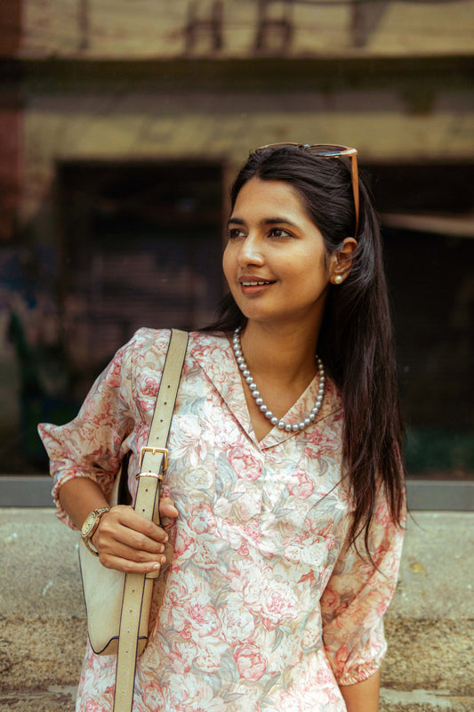 Dusty Rose Printed Cotton Top for Women