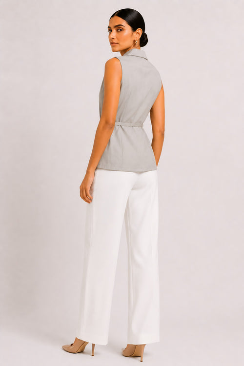 Beige Waist Tie Shirt