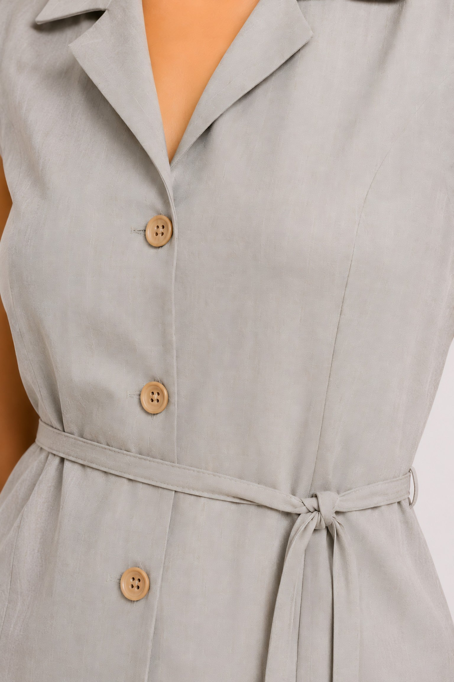 Beige Waist Tie Shirt