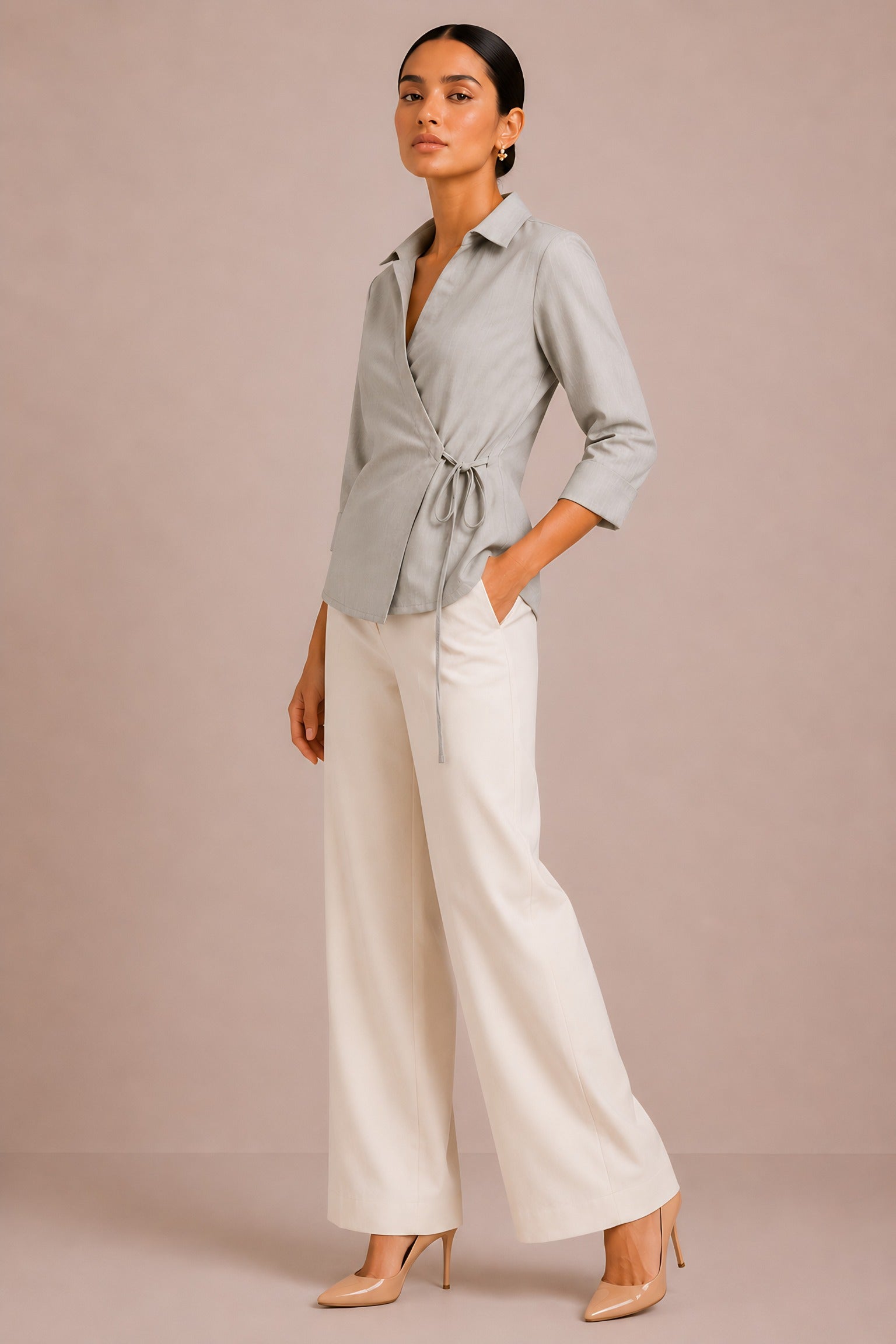 Beige Wrap Shirt