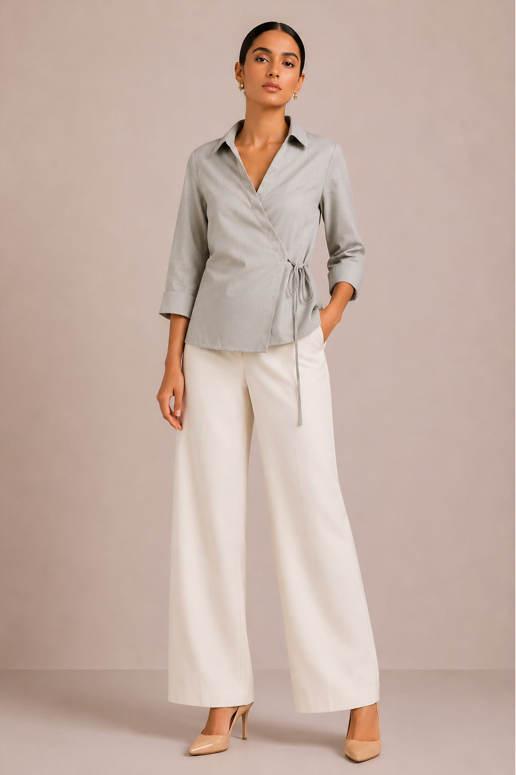 Beige Wrap Shirt