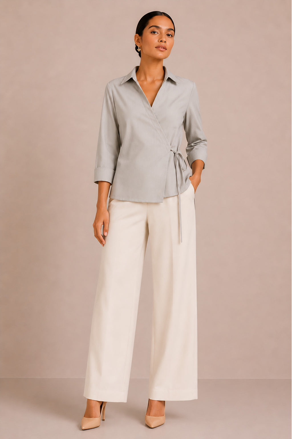 Beige Wrap Shirt