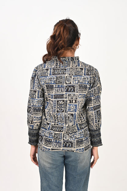 Blue Patch Printed Shirt