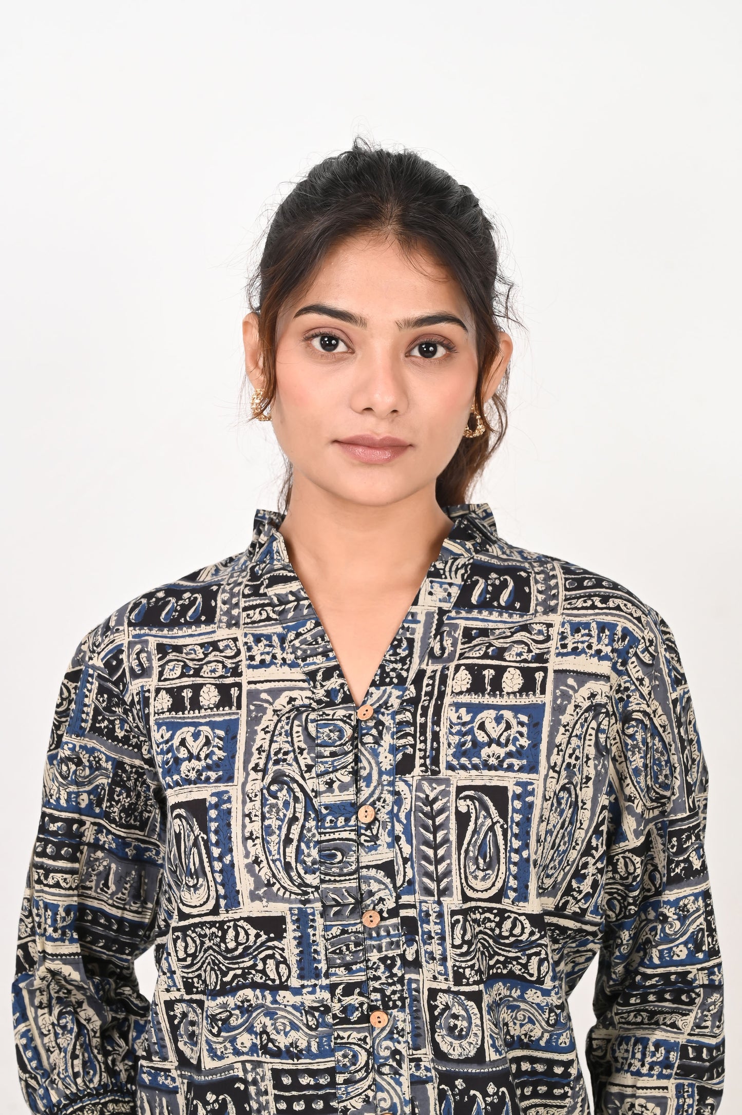 Blue Patch Printed Shirt