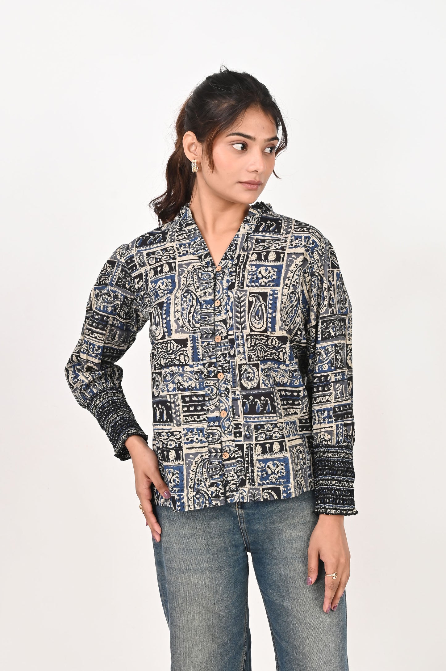 Blue Patch Printed Shirt