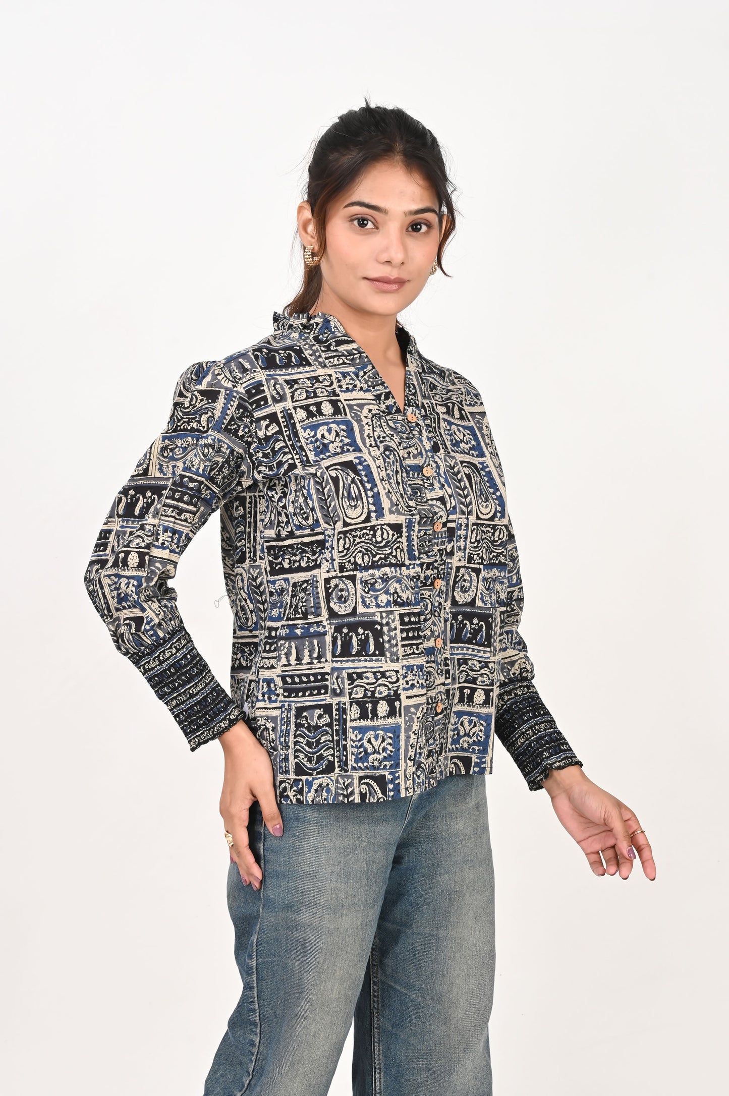 Blue Patch Printed Shirt