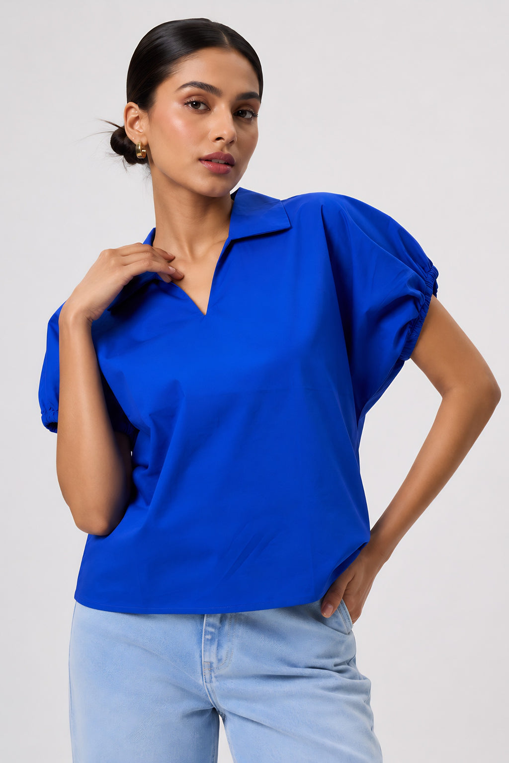 Buy Blue Poplin Collared Shirt online at SITU - women's tunic