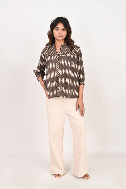 Brown Geometric Shirt