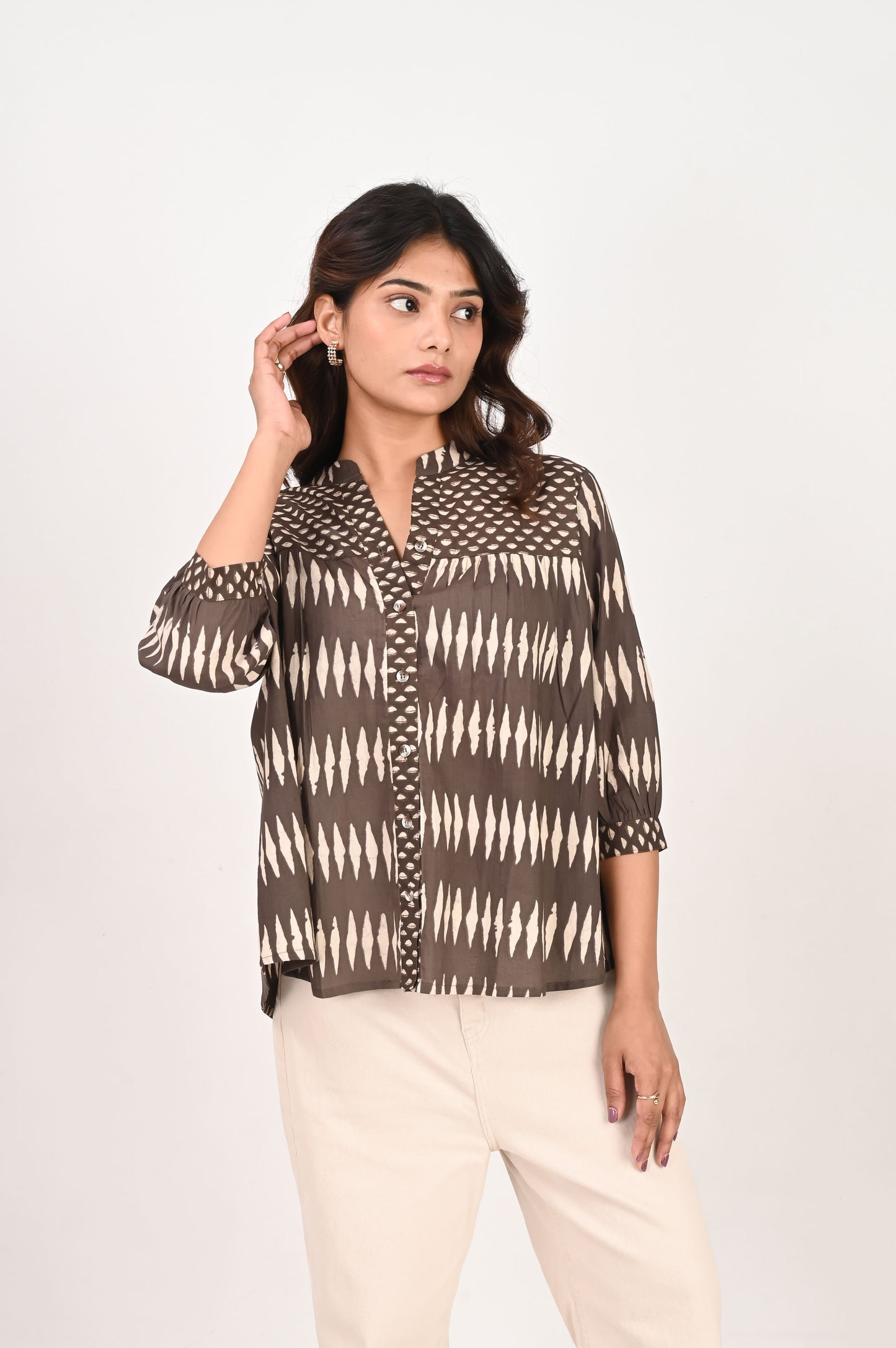 Brown Geometric Shirt