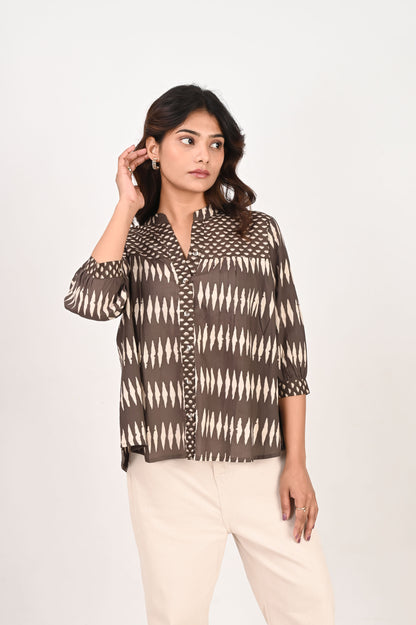 Brown Geometric Shirt