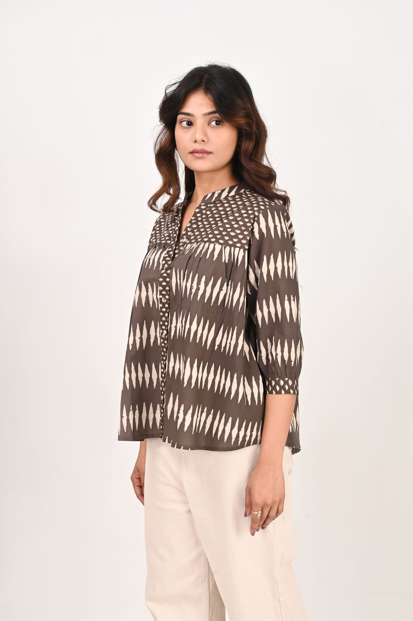 Brown Geometric Shirt