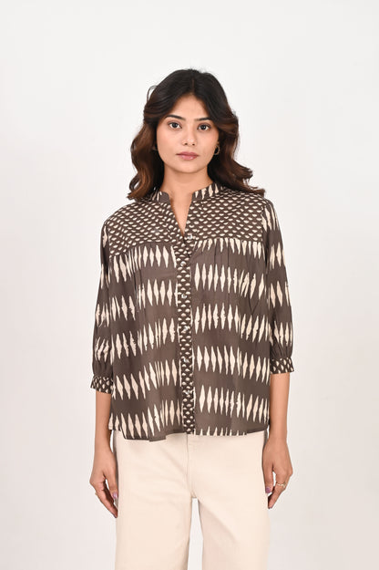 Brown Geometric Shirt
