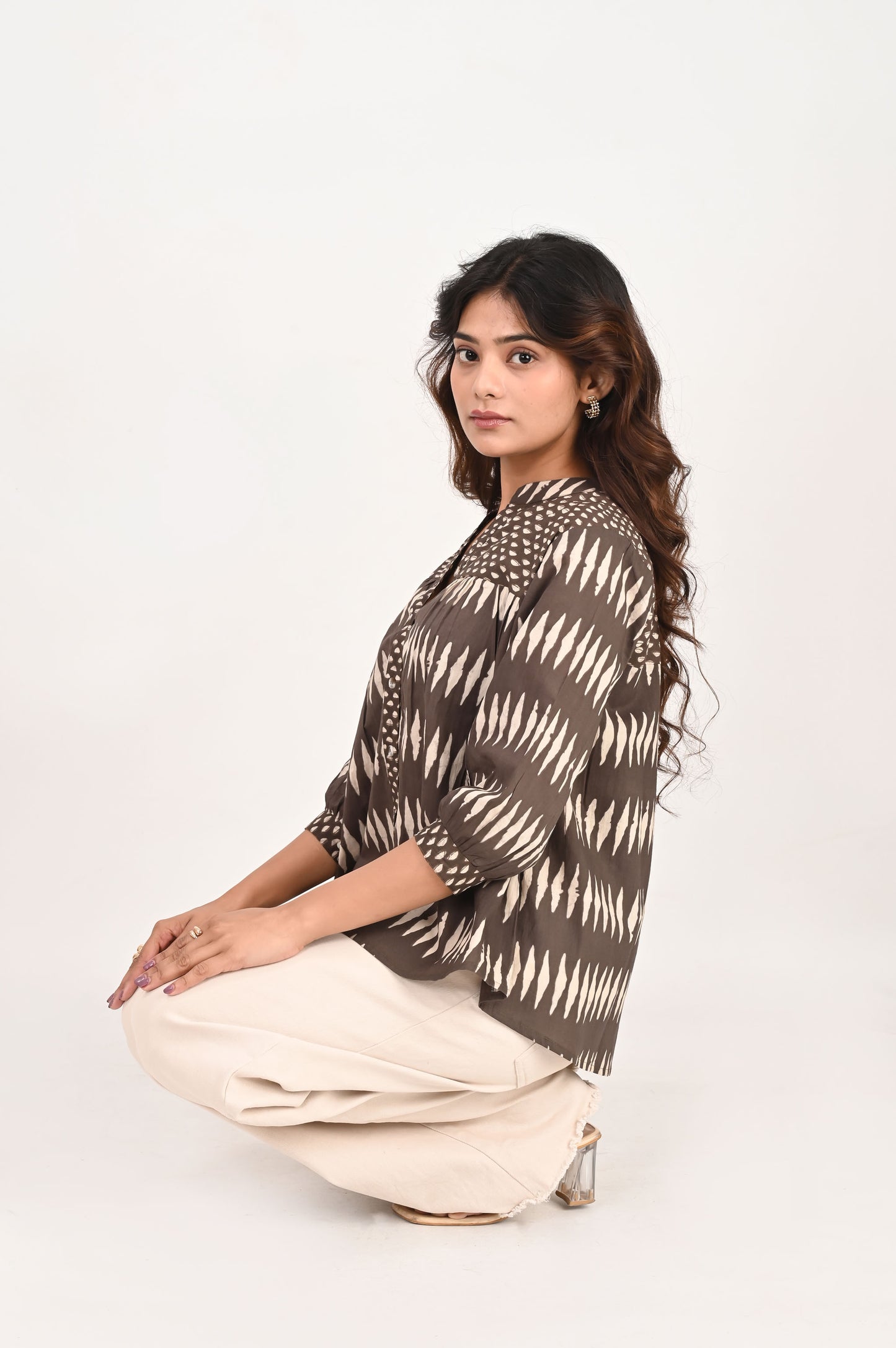 Brown Geometric Shirt