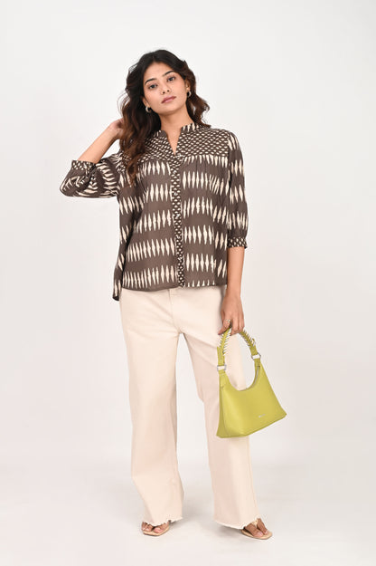 Brown Geometric Shirt