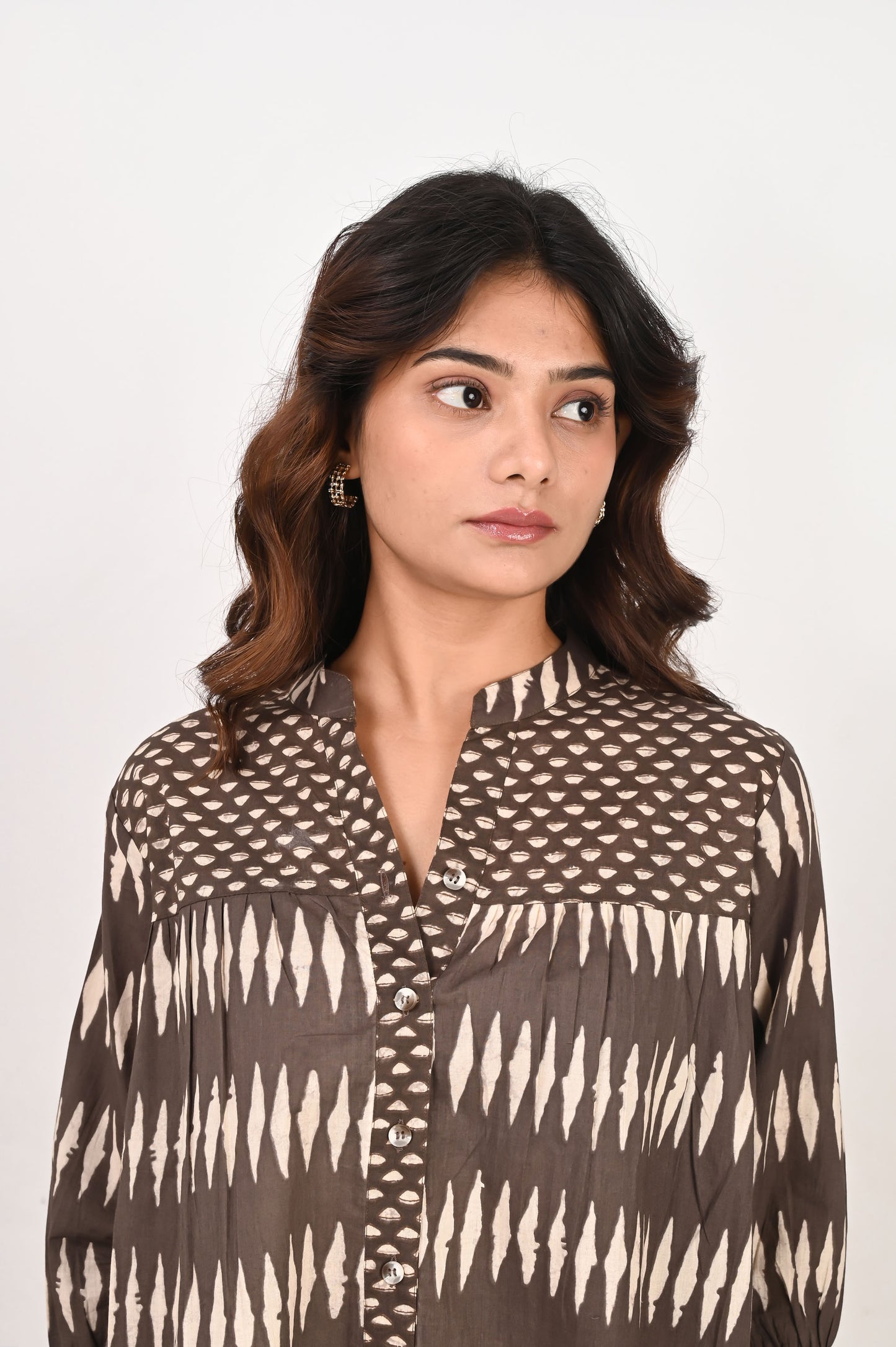 Brown Geometric Shirt