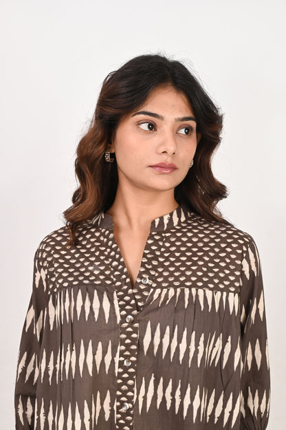 Brown Geometric Shirt