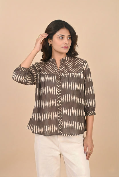 Brown Geometric Shirt