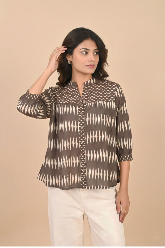 Brown Geometric Shirt