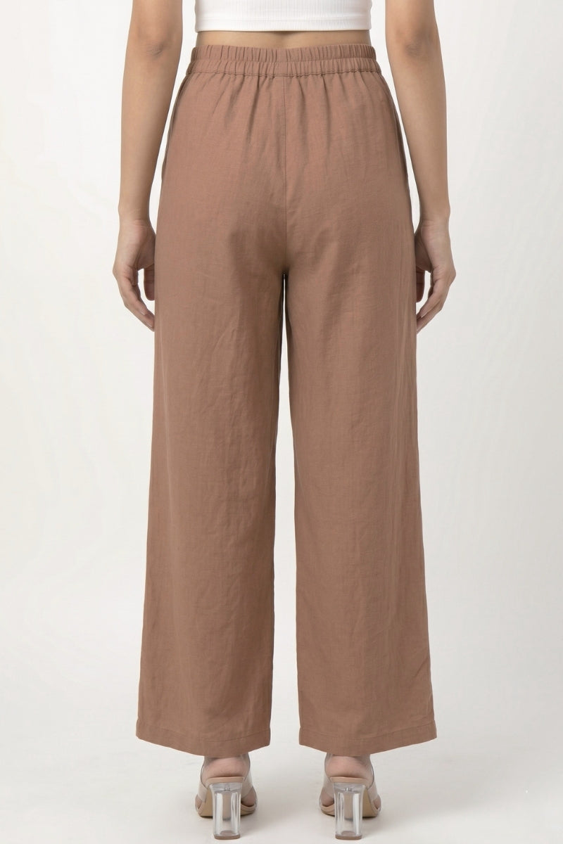 Earthy Brown Wide Leg Viscose Pant