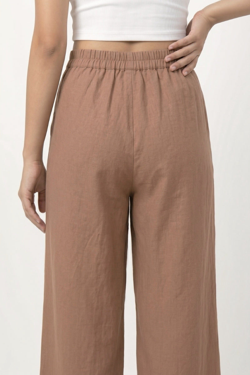 Earthy Brown Wide Leg Viscose Pant
