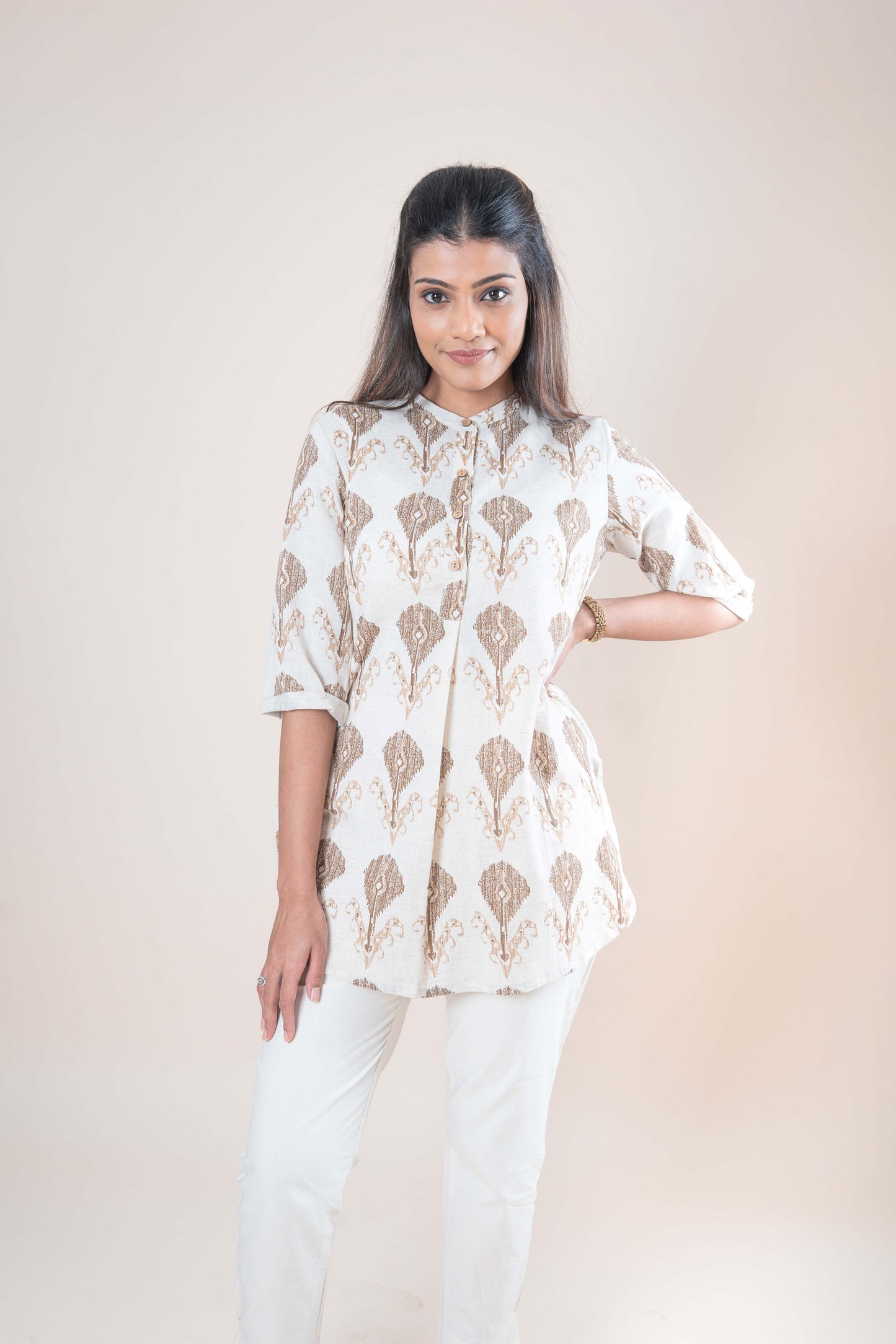 Flex Ikat Cotton Tunic Top