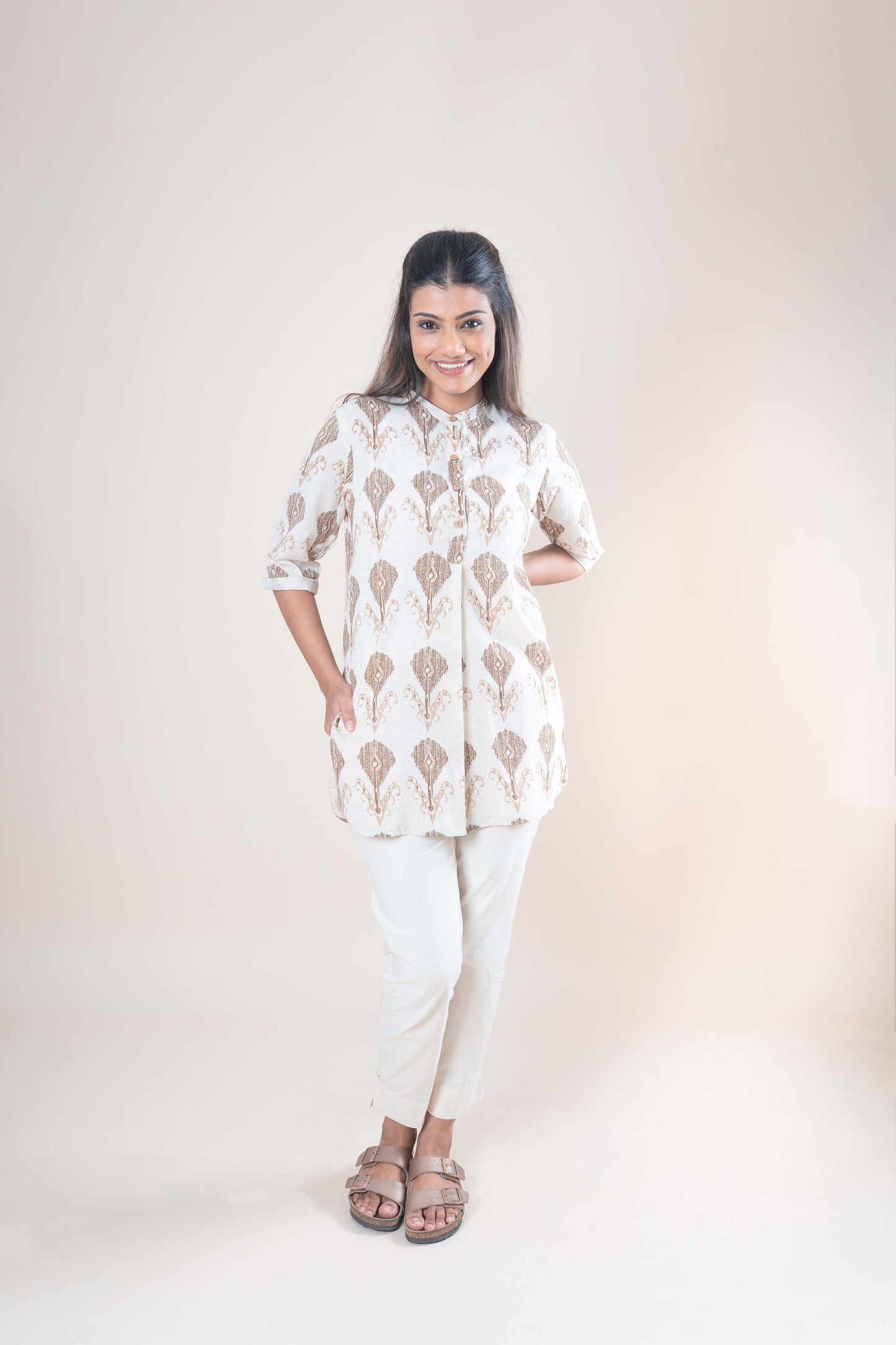 Flex Ikat Cotton Tunic Top