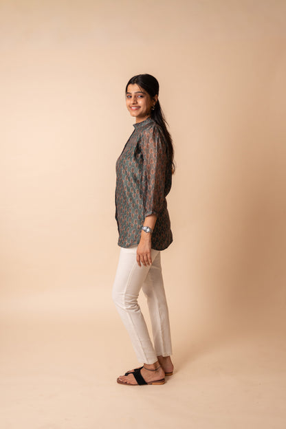 Green Chanderi Shirt