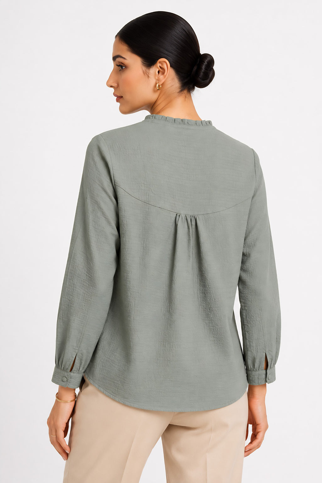 Buy Green Frill Trimmed Shirt online at SITU - women's tunic