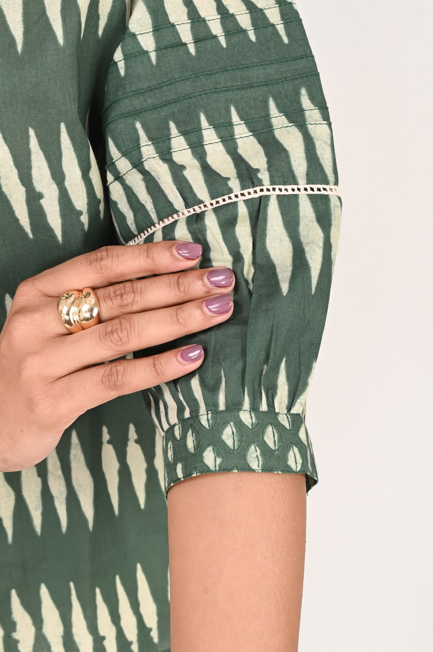 Green Geometric Lace Shirt