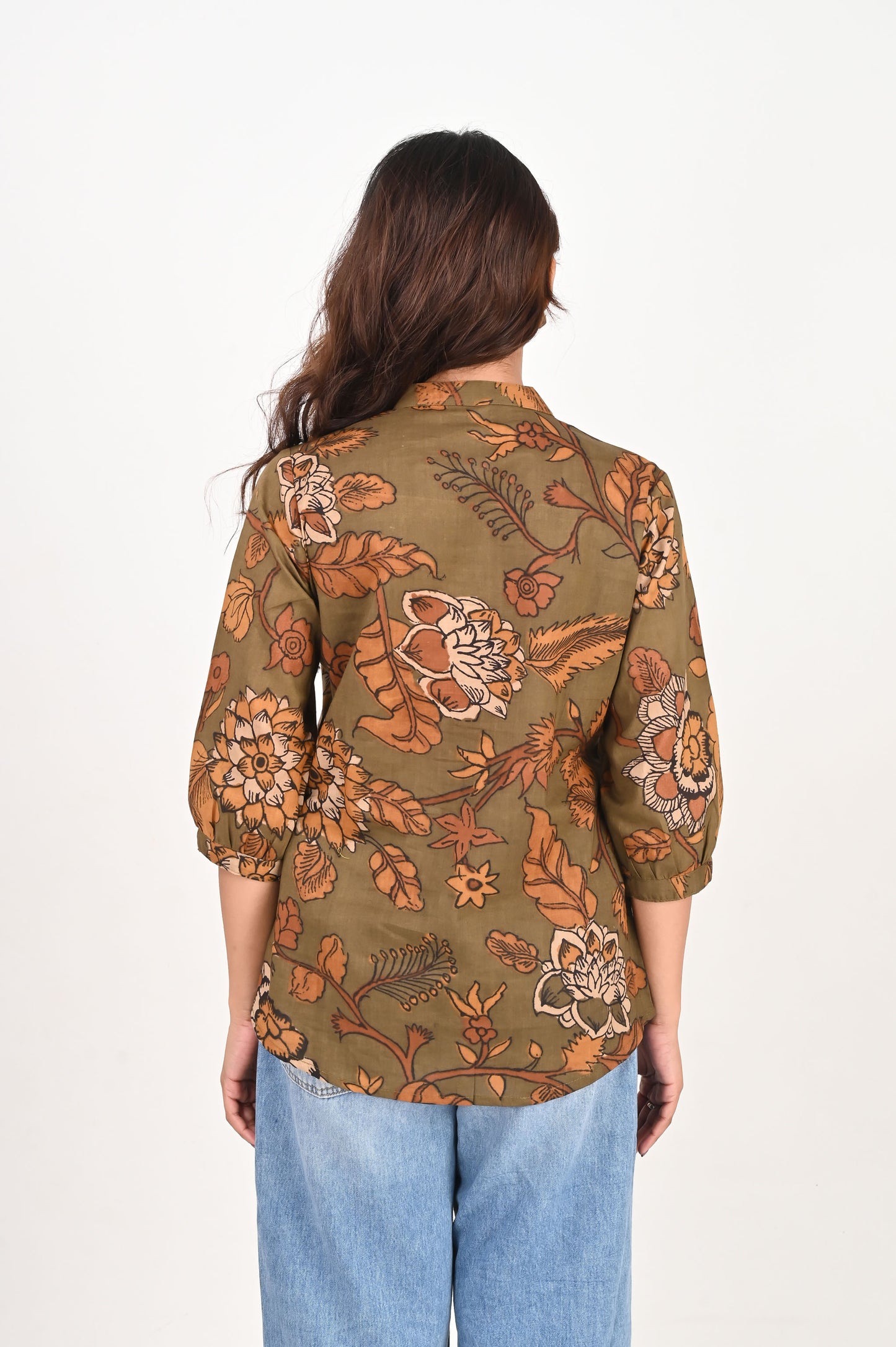 Green Kalamkari Pleated Shirt