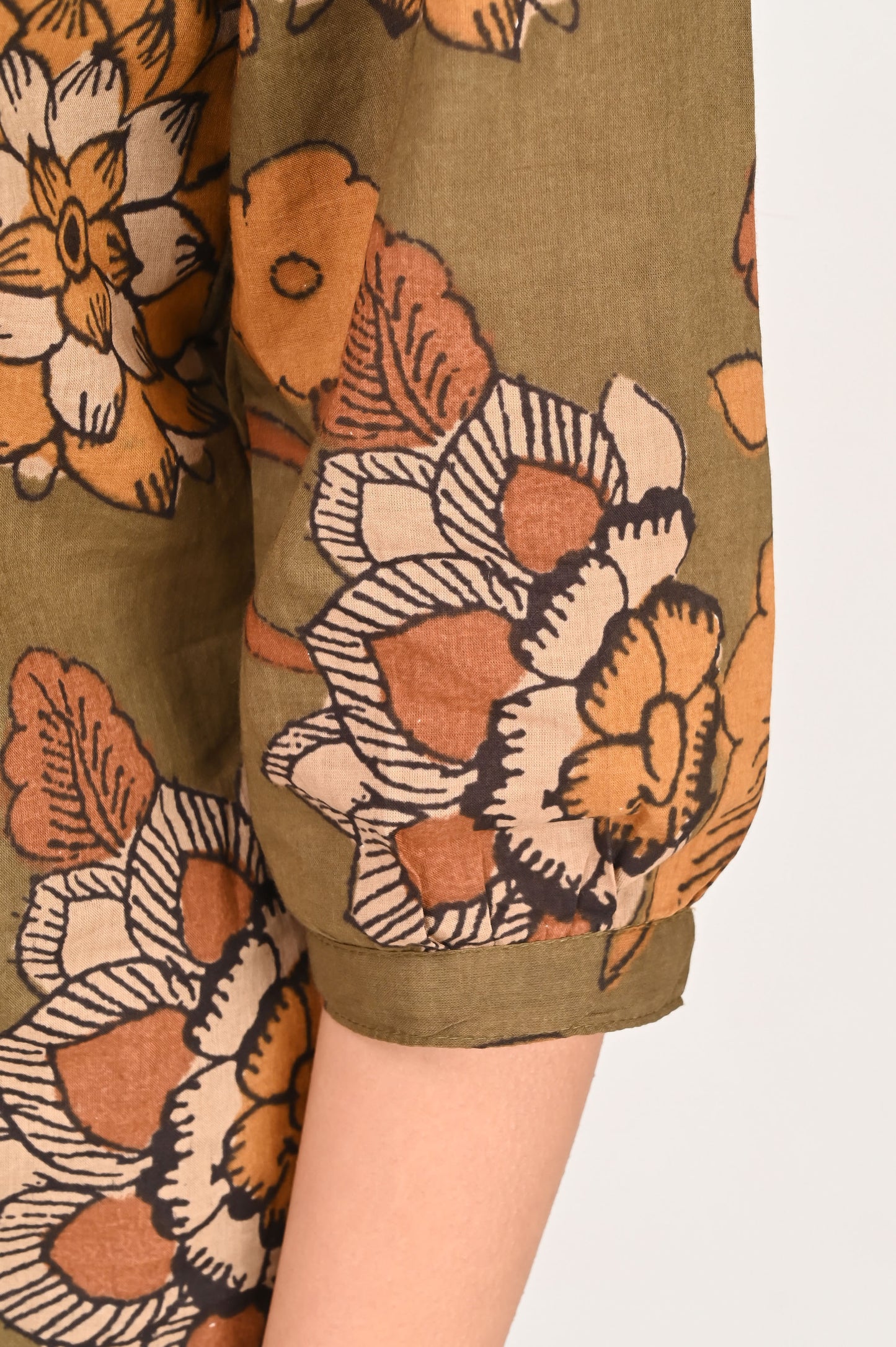 Green Kalamkari Pleated Shirt