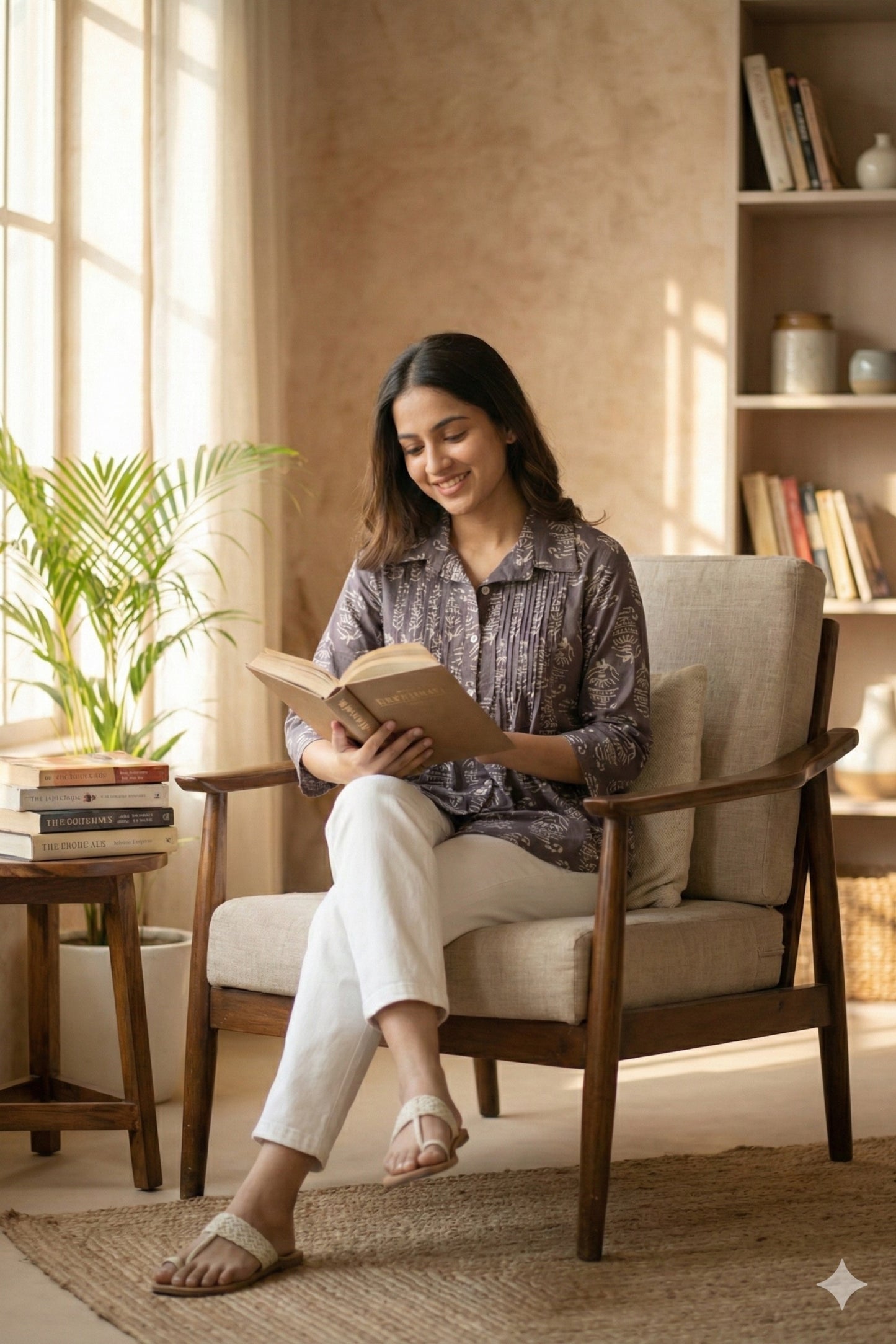 Grey Printed Cotton Top