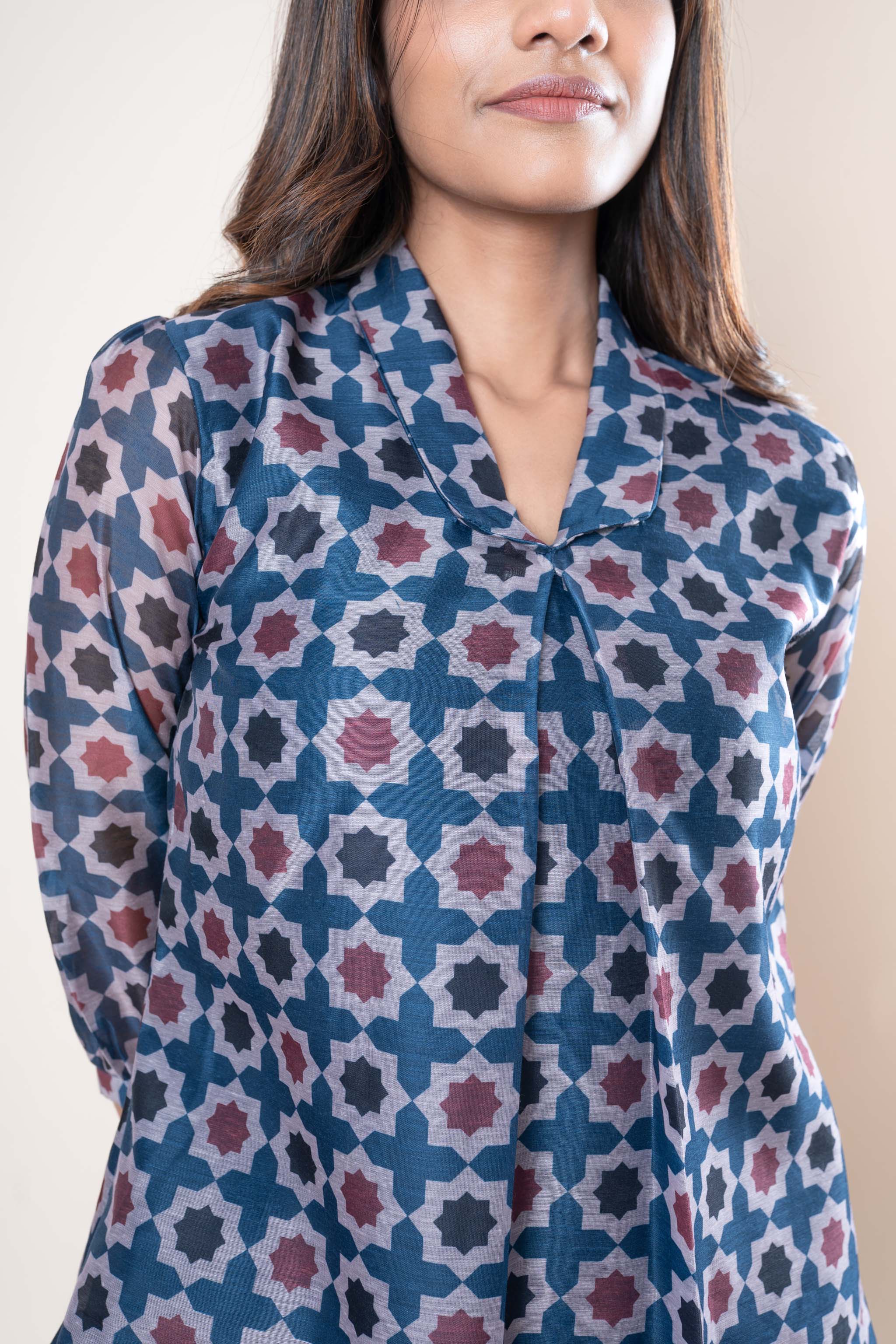 Blue Chanderi Cotton Top