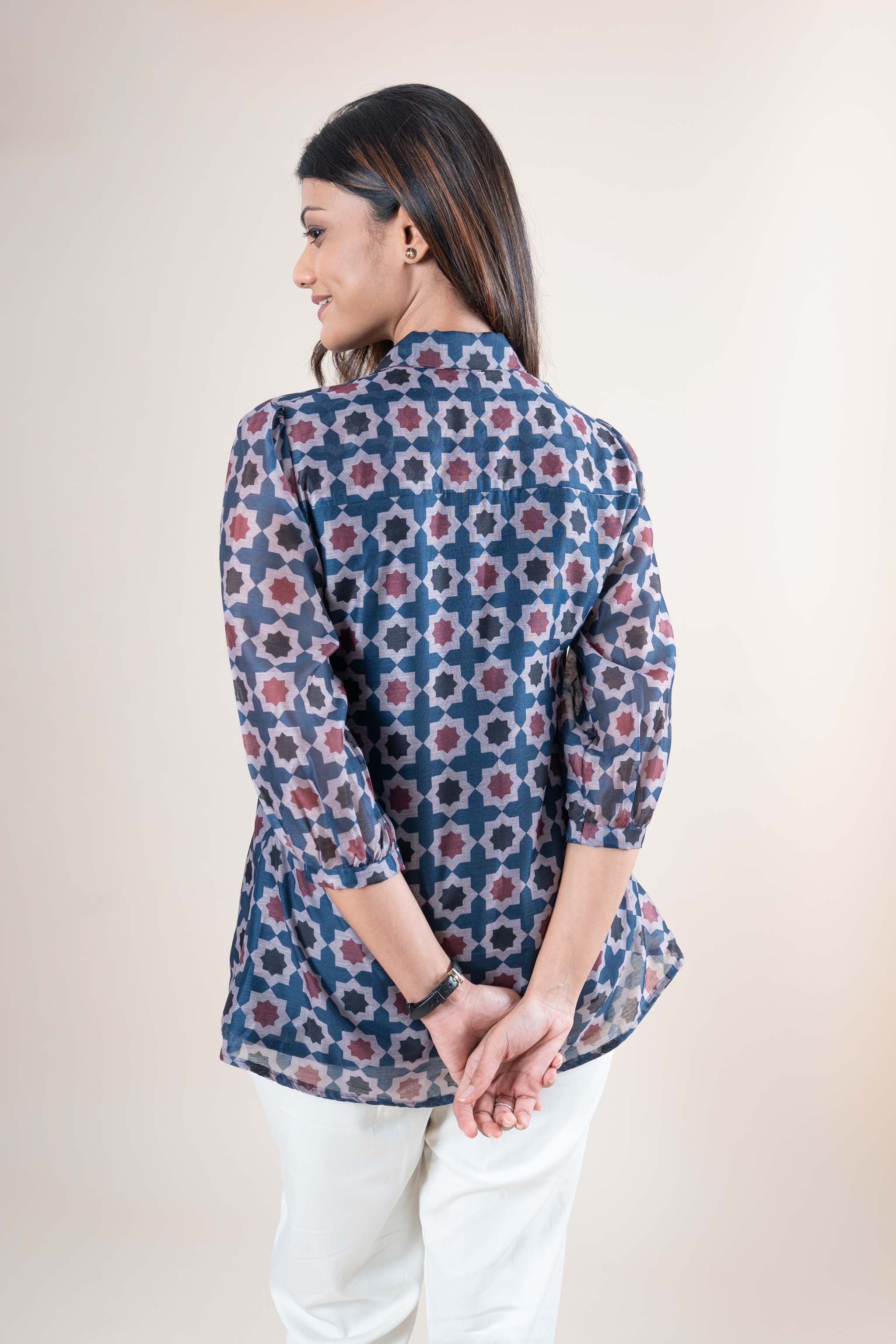Blue Chanderi Cotton Top