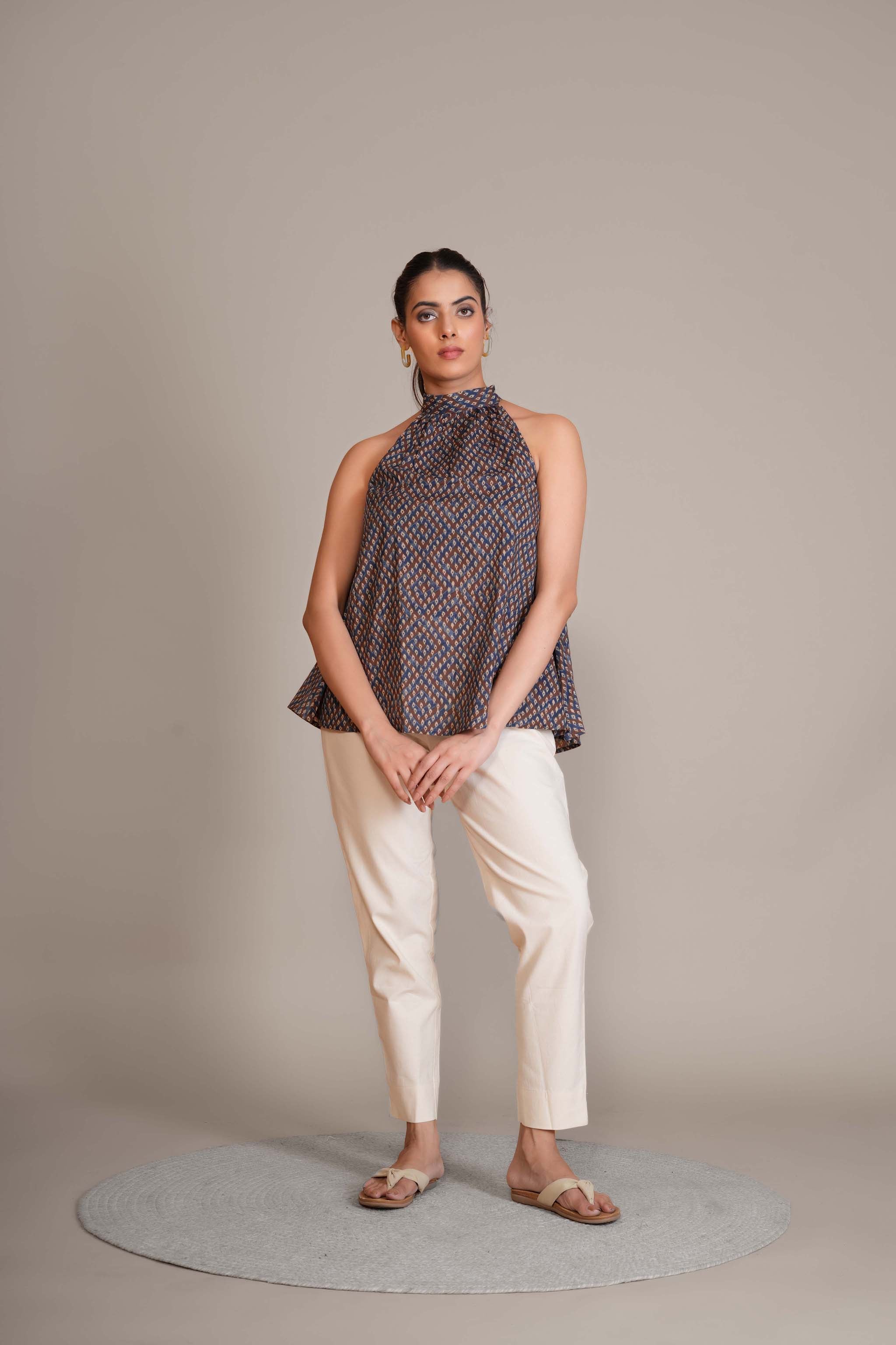 Indigo Ajrakh Halter Top