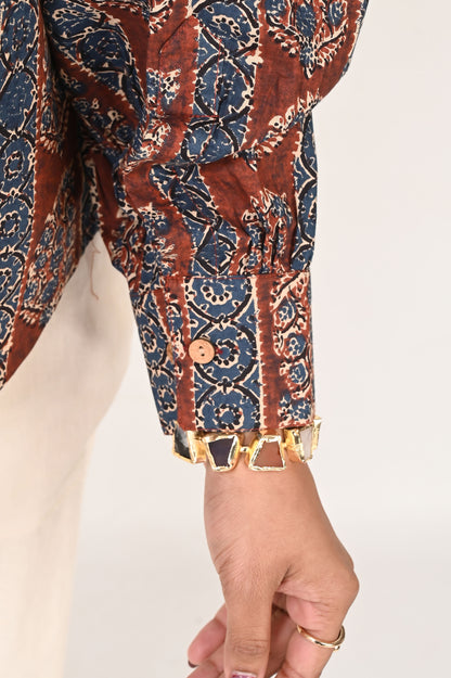 Maroon Printed Neck Tie Shirt