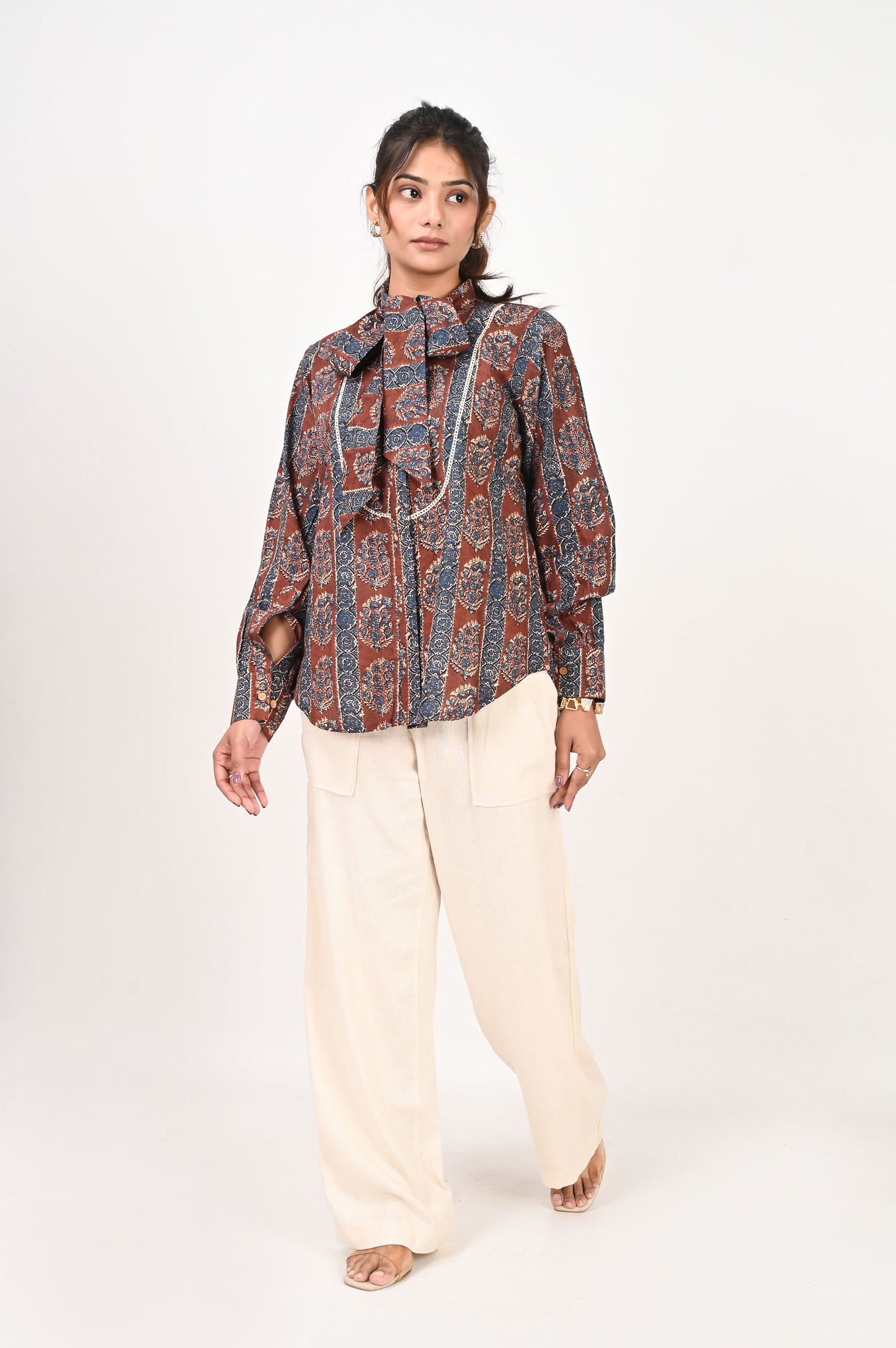 Maroon Printed Neck Tie Shirt