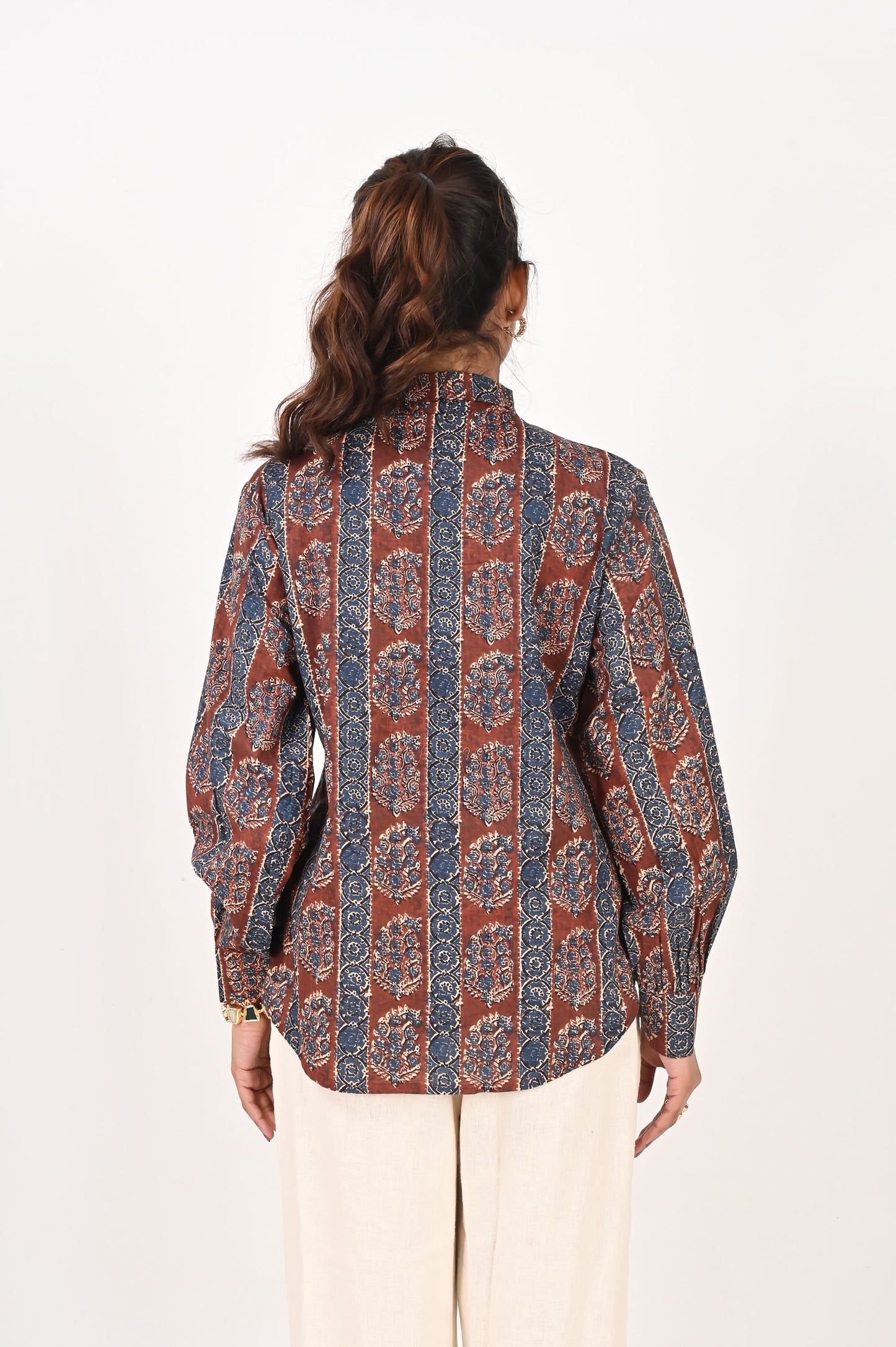 Maroon Printed Neck Tie Shirt