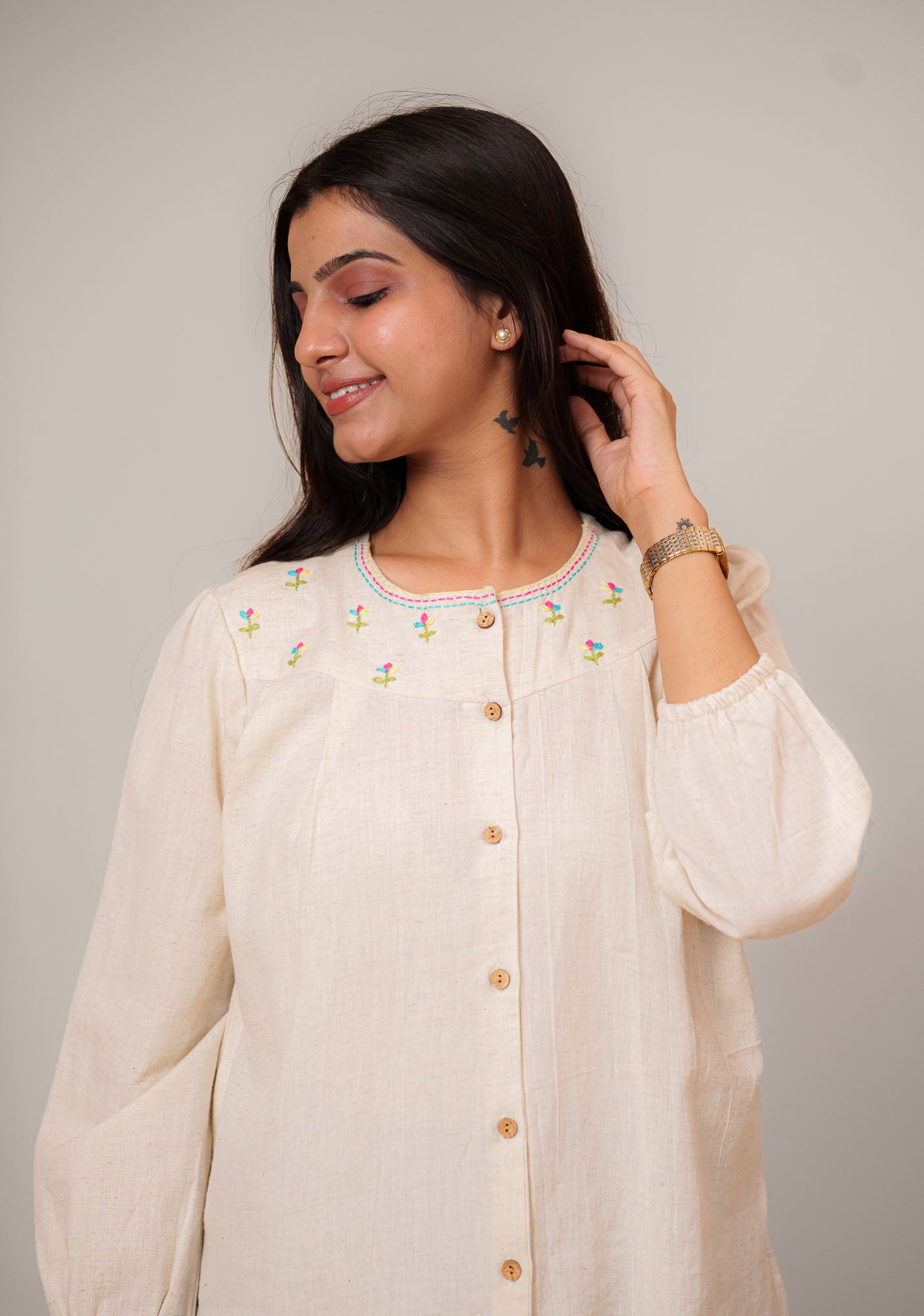 Flex Cotton Hand Embroidered Shirt