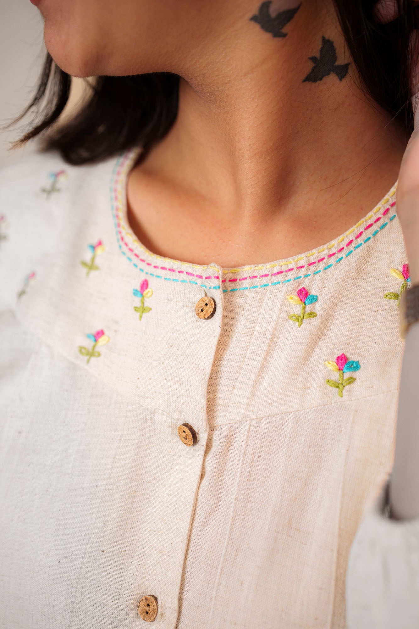 Flex Cotton Hand Embroidered Shirt