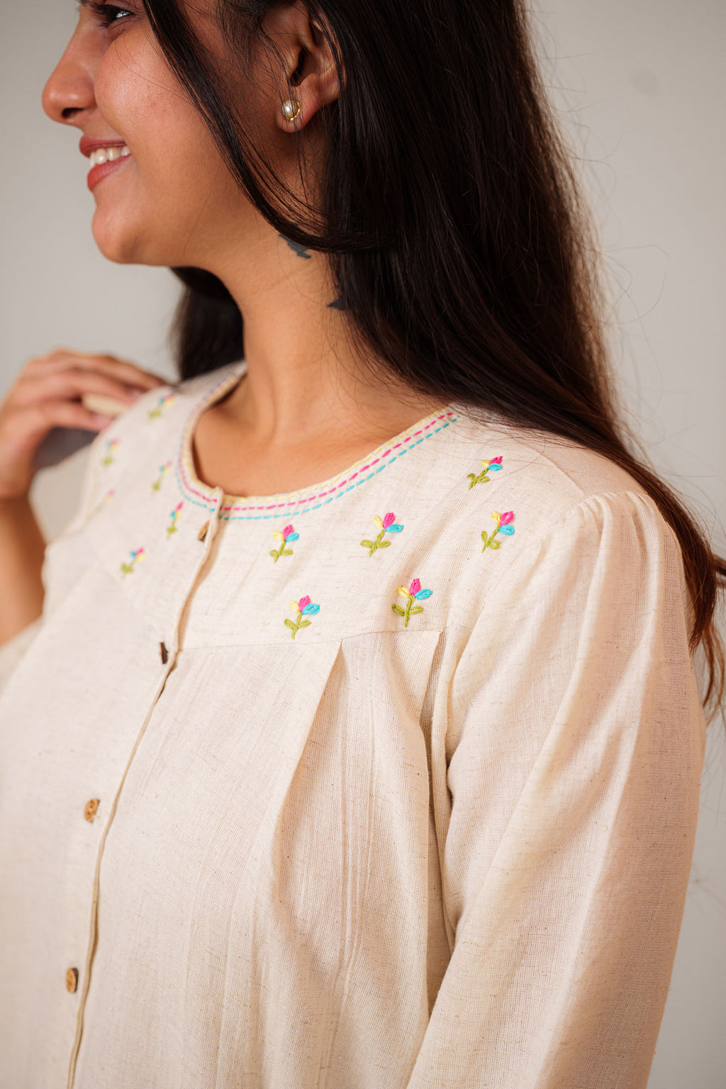 Flex Cotton Hand Embroidered Shirt