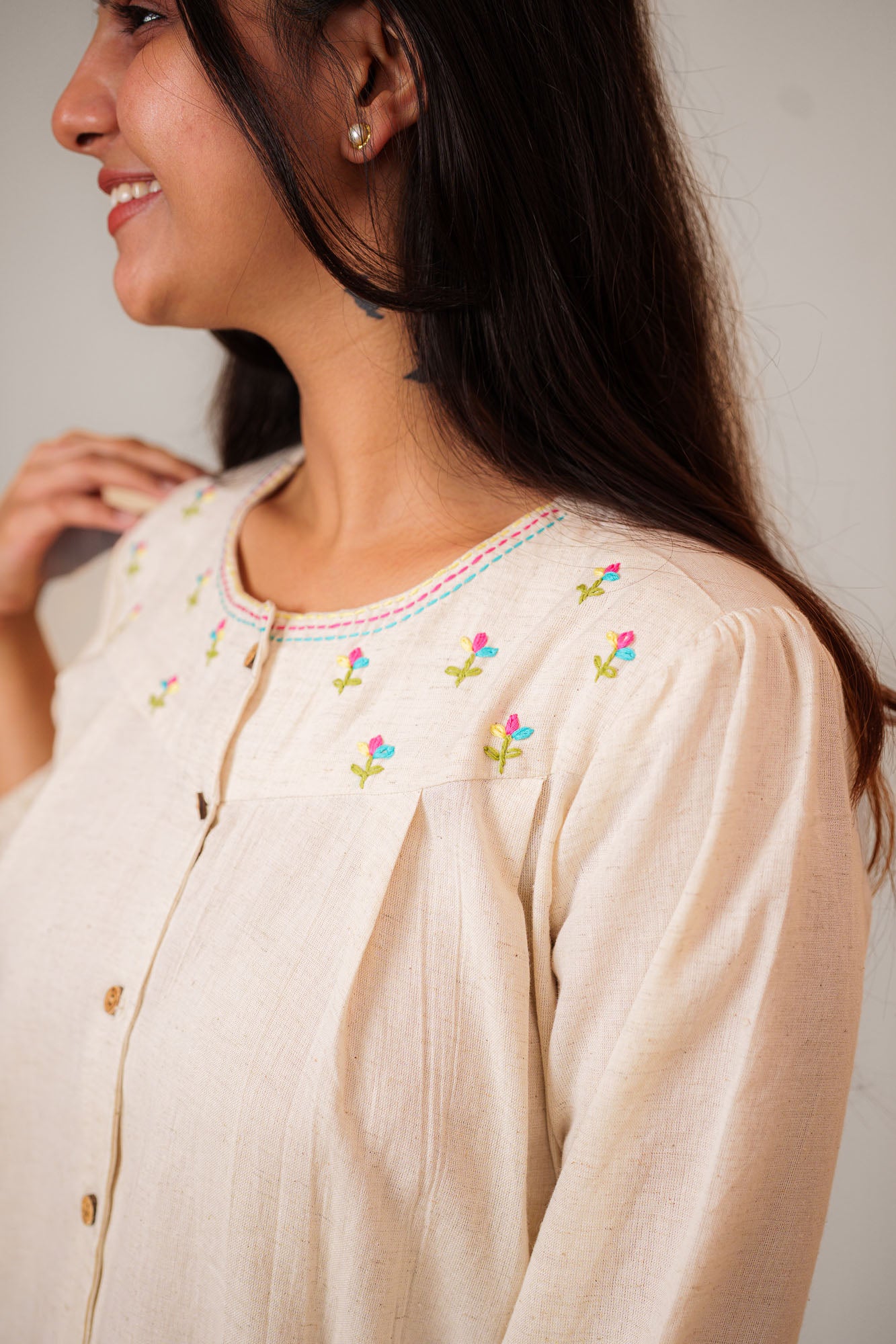 Flex Cotton Hand Embroidered Shirt