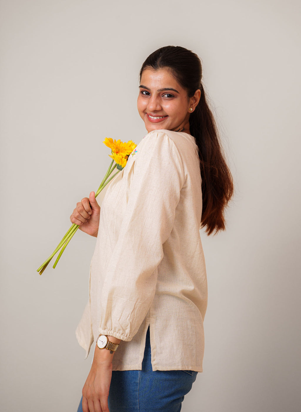 Flex Cotton Hand Embroidered Shirt