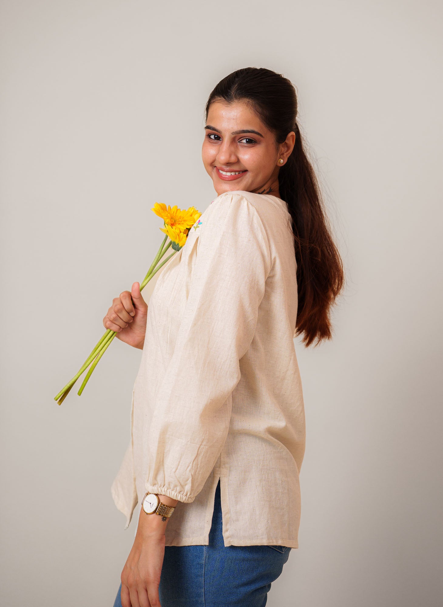 Flex Cotton Hand Embroidered Shirt