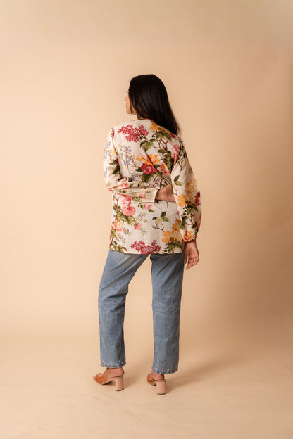 Off White Floral Printed Top